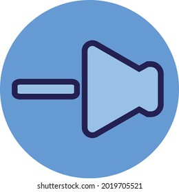 Blue volume down, illustration, vector on a white background.