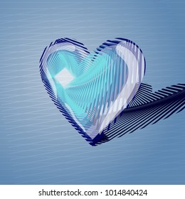 Blue volumetric heart of lines