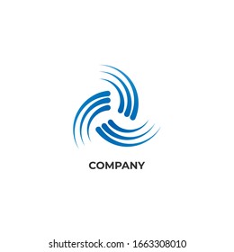 Blue vortex logo design template. Hurricane icon. Tornado logo concept isolated on white background