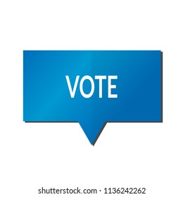 Blue Vote speech bubble on white background