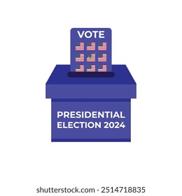 Diseño de la caja azul de votación para la elección presidencial de Estados Unidos 2024, 5 de noviembre. Aislado en un fondo blanco