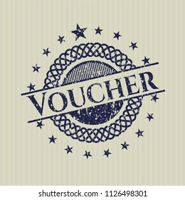 Blue Voucher with rubber seal texture
