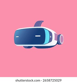 Auriculares azules de VR sobre fondo rosa