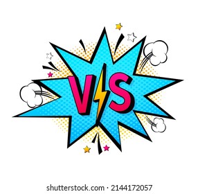 Blue vs pop in retro style on green background. Versus battle. Frame template. Pop art style. Vector illustration