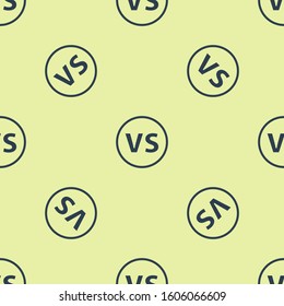 Blue VS Versus battle icon isolated seamless pattern on yellow background. Competition vs match game, martial battle vs sport.  Vector Illustration