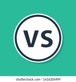 Blue VS Versus battle icon isolated on green background. Competition vs match game, martial battle vs sport.  Vector Illustration