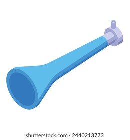 Icono de vuvuzela azul vector isométrico. Trompeta de fútbol. Objeto Sound