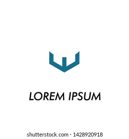 blue w initial letter for business name logo icon in company 