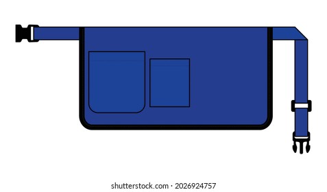 Blue Waist Apron With Two Pocket Template on White Background, Vector File.