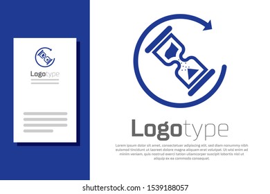 Blue Waiting icon isolated on white background. Wait time icon. Hourglass clock. Logo design template element. Vector Illustration