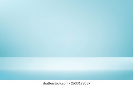 Blue wall Background. Minimal 3d shelf. Room in the 3d. Space for selling products on the website. Blue Background Empty Room Studio with table. Vector illustration.