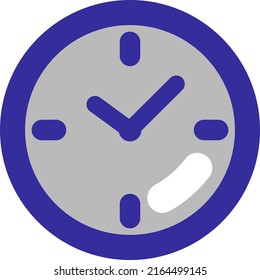 Blue wall clock, illustration, vector on a white background.