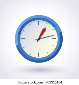 Blue Wall Clock. Vector clip art