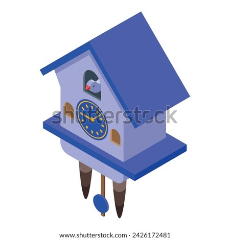 Blue wall Cuckoo Clock icon isometric vector. Bird pendulum. Wood time