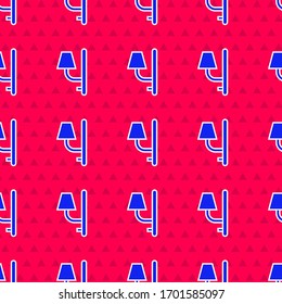 Blue Wall sconce icon isolated seamless pattern on red background. Wall lamp light.  Vector Illustration