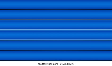 Blue Wall Siding, Vector Seamless Pattern. Metal Corrugated Board Fence, Front View. Horizontal Zinc Lines Panel. Floor Texture. House Siding Exterior. Home Garage Sheet