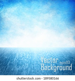Blue wall and wood floor - vector background