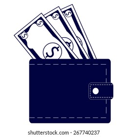 blue Wallet icon with money
