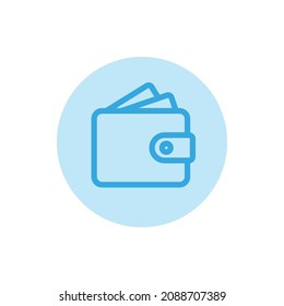 Blue wallet icon on white background