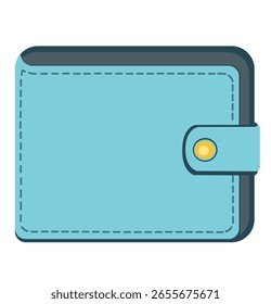 Carteira azul com design simples e fecho amarelo.