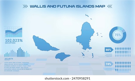 Blue Wallis and Futuna Islands Map with States, Political Wallis and Futuna Islands infographic map vector illustration