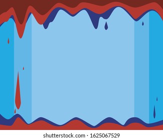 A blue wallpaper with stains or smudges from red paint and copyspace. A flat bright vector stock illustration with place for text and background or backdrop.