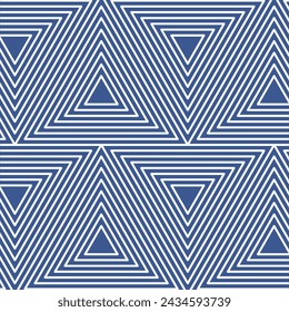 Blue wallpaper with triangle vector illustration. Geometric seamless pattern on isolated background. Hand drawn sign concept.