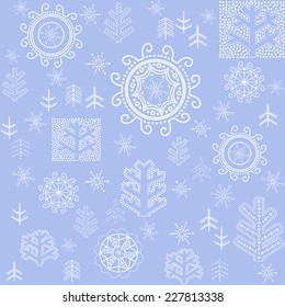 Blue wallpaper with winter print