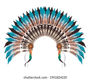 blue war bonnet of feathers