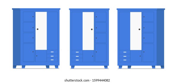 Blue wardrobe design with different point of view