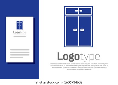 Blue Wardrobe icon isolated on white background. Logo design template element. Vector Illustration