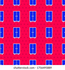 Icono del guardarropa azul aislado sin fisuras en el fondo rojo.  Ilustración vectorial