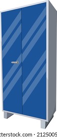 Blue wardrobe, illustration, vector on a white background.