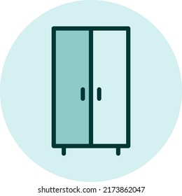 Blue wardrobe, illustration, vector on a white background.