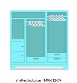 The blue wardrobe, regular wardrobe clothes, can be used for interior setup or design, furniture in flat style