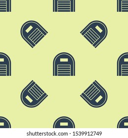 Blue Warehouse icon isolated seamless pattern on yellow background.  Vector Illustration
