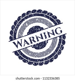 Blue Warning distress grunge stamp