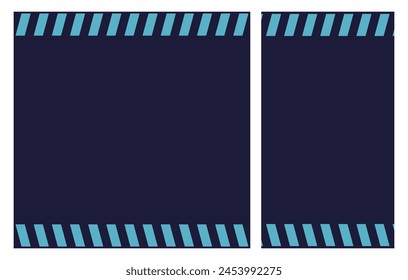 Blue Warning Lines with Copy Space on Navy Background Posters Set for Safety, Construction, Attention Concepts. Square and Vertical Design Templates for Web, Print and Social Media