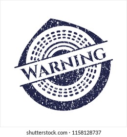 Blue Warning rubber grunge stamp