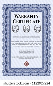 Blue Warranty. With background. Customizable, Easy to edit and change colors. Superior design. 