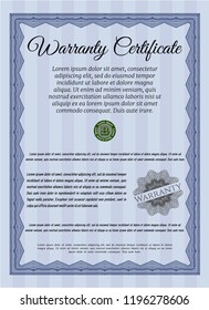 Blue Warranty. With background. Customizable, Easy to edit and change colors. Elegant design. 