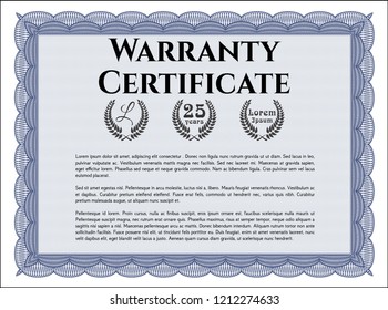 Blue Warranty. With background. Customizable, Easy to edit and change colors. Modern design. 