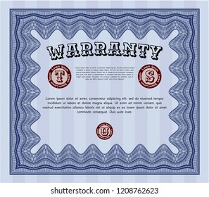 Blue Warranty. With background. Money design. Customizable, Easy to edit and change colors. 