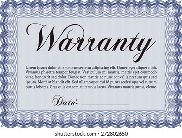 Blue warranty certificate template