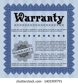 Blue Warranty Certificate template. Complex background. Retro design. Customizable, Easy to edit and change colors. 