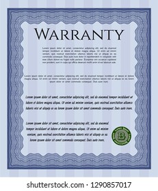 Blue Warranty Certificate template. Customizable, Easy to edit and change colors. With quality background. Modern design. 
