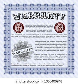 Blue Warranty Certificate template. Easy to print. Sophisticated design. Customizable, Easy to edit and change colors. 