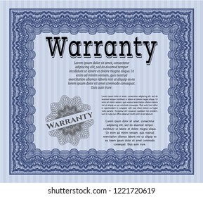 Blue Warranty Certificate template. Printer friendly. Customizable, Easy to edit and change colors. Sophisticated design. 
