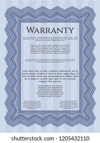Blue Warranty Certificate template. With quality background. Superior design. Vector illustration. 