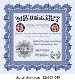 Blue Warranty Certificate template. With quality background. Nice design. Customizable, Easy to edit and change colors. 